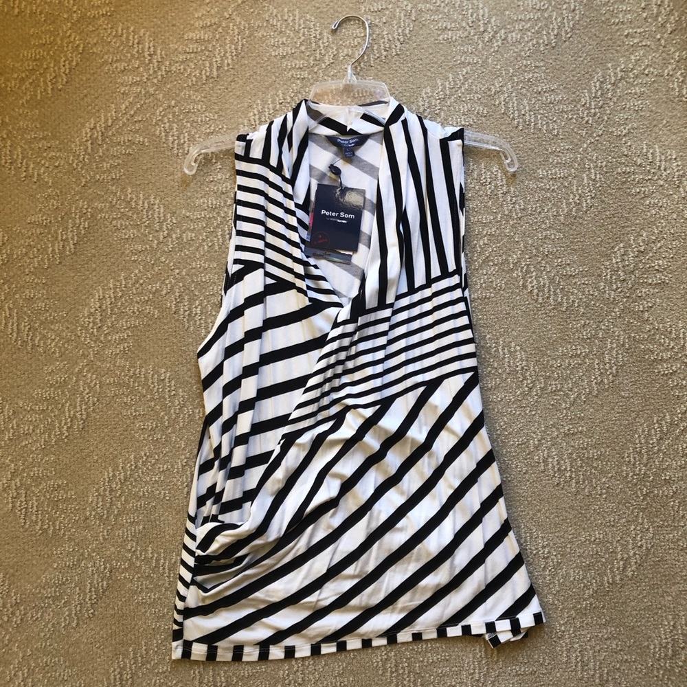 Black and White Scoop Neck Blouse